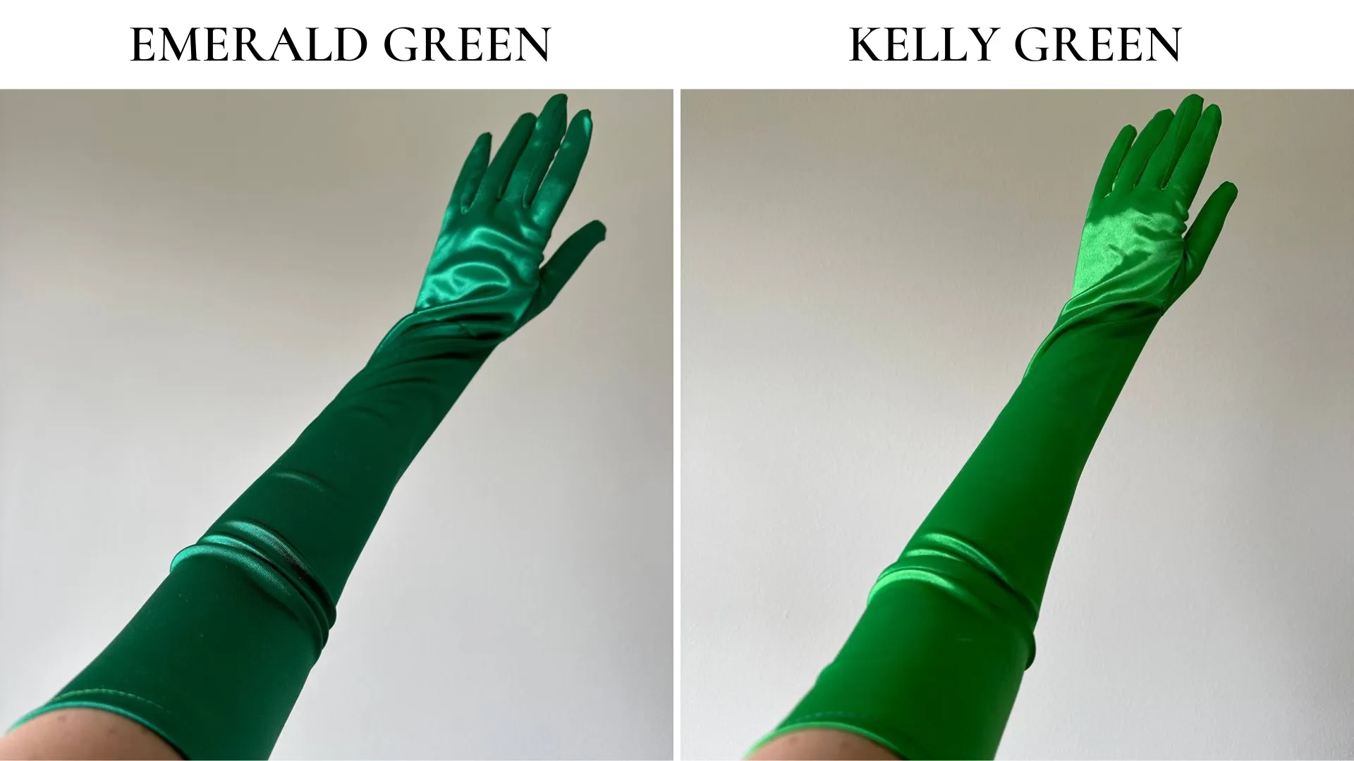 Green Long Satin Gloves