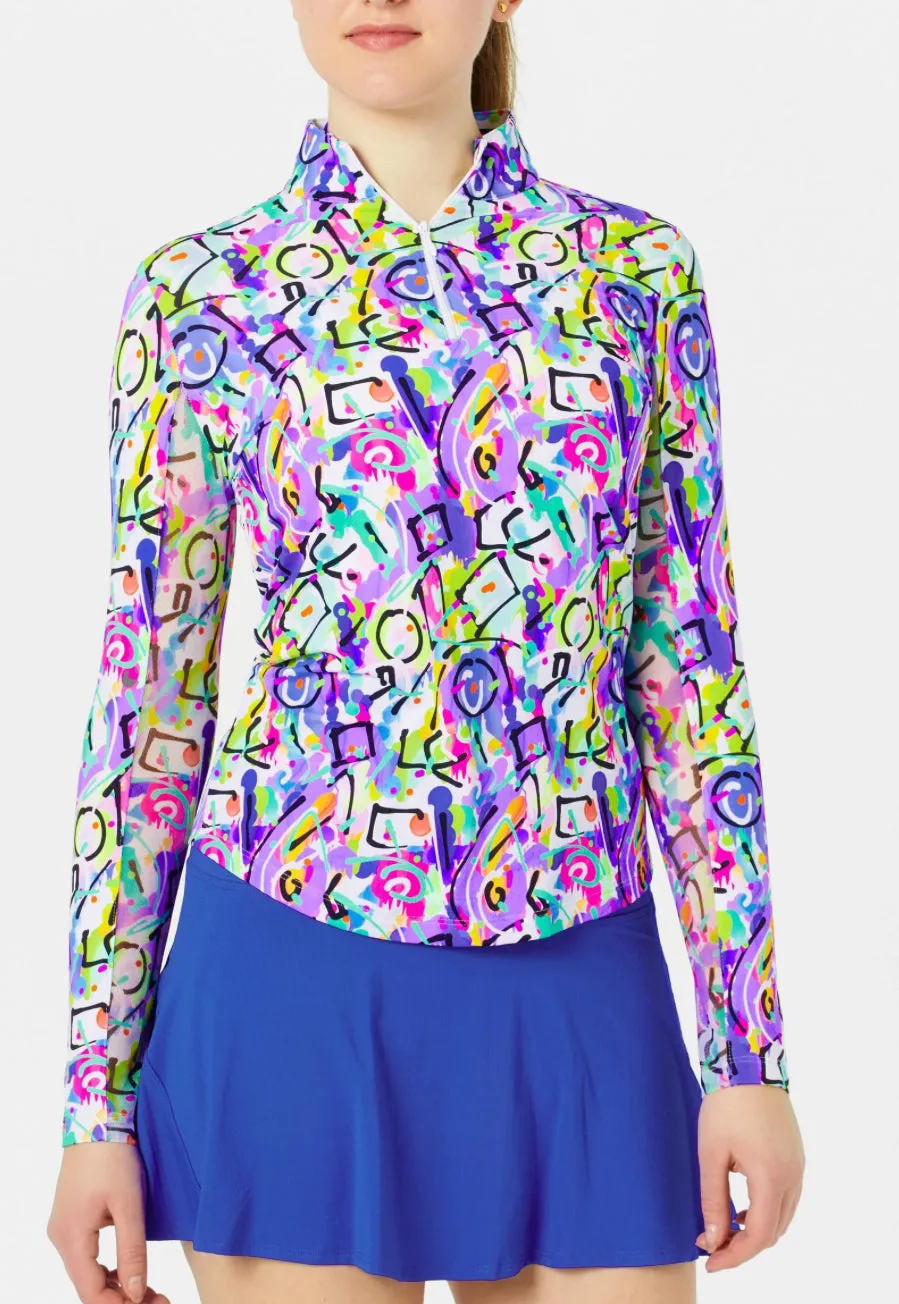 Ibkul Long Sleeve Mock Neck Pattern